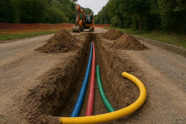 Terrassement et pose de fourreaux multiservices