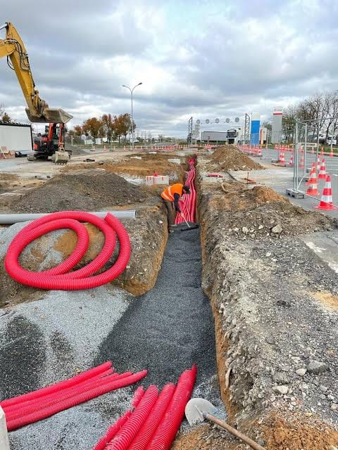 Tranchée pour réseau électrique en voirie